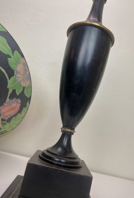 Turned Dark Oak Baluster Shaped Table Lamp, 1950s-WZZ-1397244