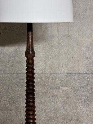 Turned Wooden Floor Lamp in the style of Charles Dudouyt, 1950s-YSE-2034490