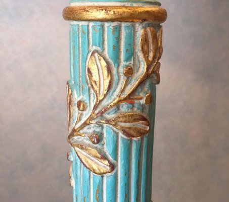 Turquoise and Gold Floor Lamp fom Chelini Firenze, 1980s-TBU-1805343