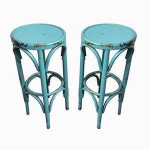 Turquoise Bistro Stools in the Style of Thonet, 1980s, Set of 2-SDV-754270