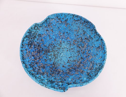 Turquoise Blue Sea Foam and Enamelled Ceramic Fruit Bowl, 1950-DQG-2031315