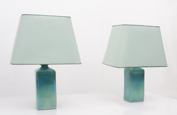 Turquoise Ceramic Table Lamps, 1970s, Set of 2-GCG-912938