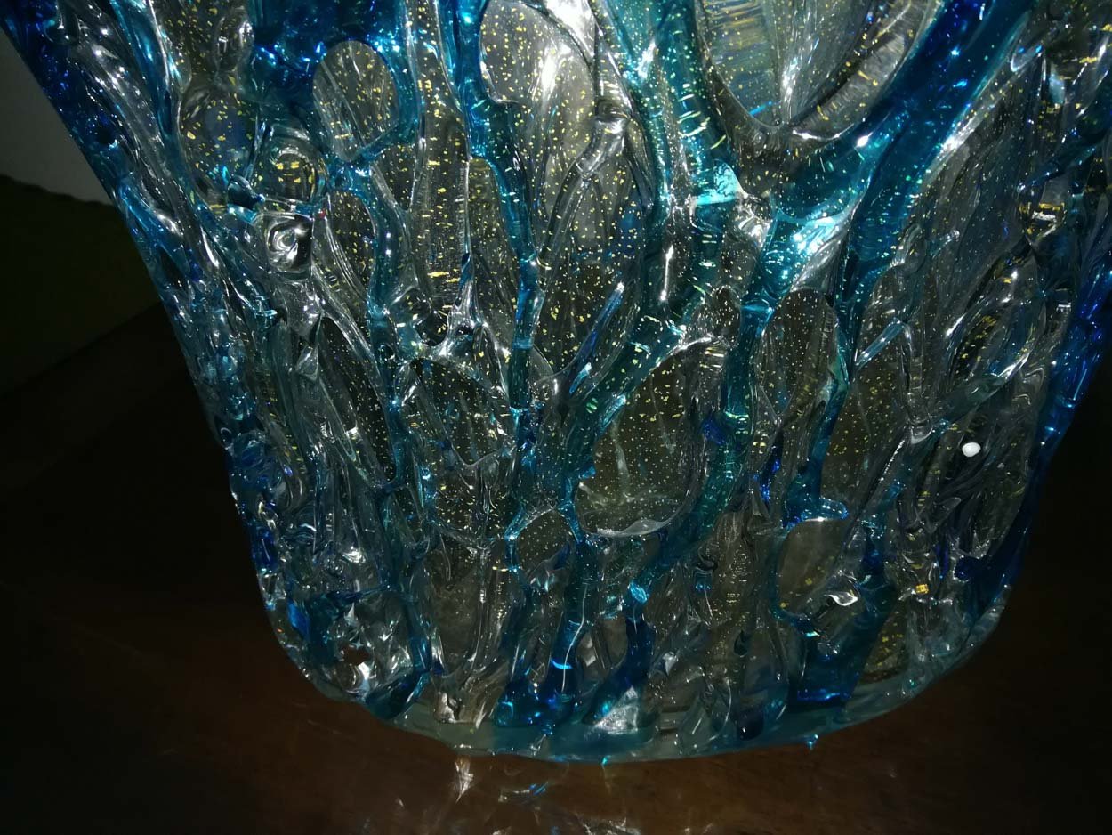 Turquoise Crystal Vase by Sergio Costantini