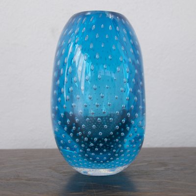 Turquoise Cuffed Murano Glass Vase from Nasonmoretti, Italy-MPO-1735829