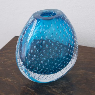 Turquoise Cuffed Murano Glass Vase from Nasonmoretti, Italy-MPO-1735829