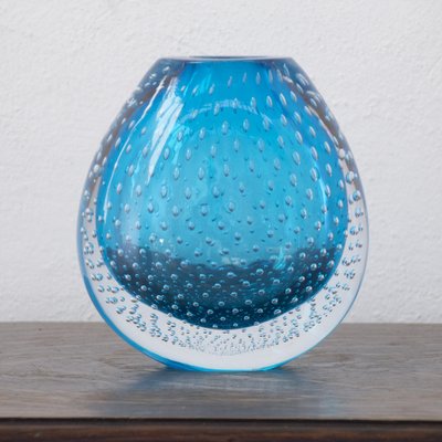 Turquoise Cuffed Murano Glass Vase from Nasonmoretti, Italy-MPO-1735829