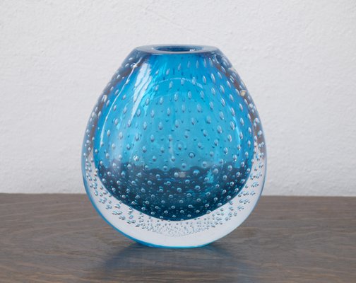 Turquoise Cuffed Murano Glass Vase from Nasonmoretti, Italy-MPO-1735829