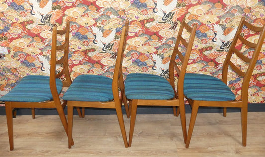 Turquoise Dining Chairs, 1960s, Set of 4