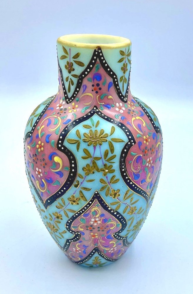 Turquoise Opaline Glass Vase by Thomas Webb