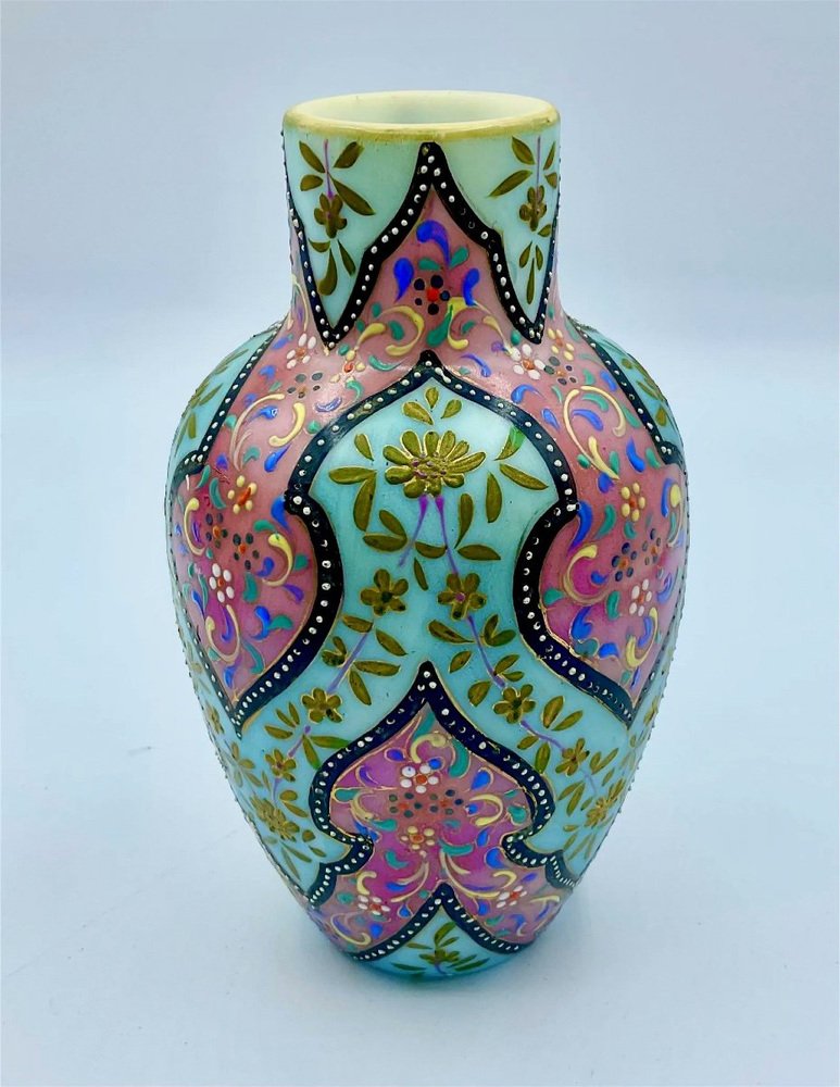 Turquoise Opaline Glass Vase by Thomas Webb