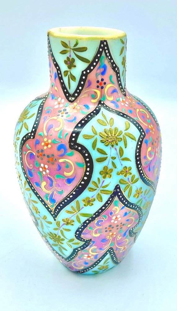 Turquoise Opaline Glass Vase by Thomas Webb