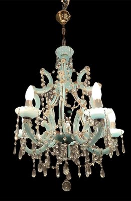 Turquoise Opaline Murano Glass Crystal Chandelier-JJC-932119