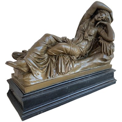 Tuscan Neoclassical Style Bronze Sculpture of Relaxed Woman, Italy-PSK-1003101