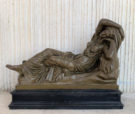 Tuscan Neoclassical Style Bronze Sculpture of Relaxed Woman, Italy-PSK-1003101