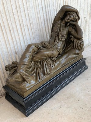 Tuscan Neoclassical Style Bronze Sculpture of Relaxed Woman, Italy-PSK-1003101