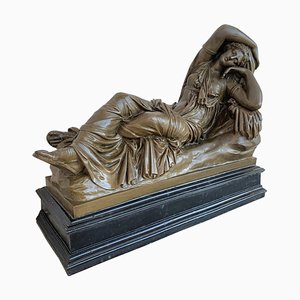 Tuscan Neoclassical Style Bronze Sculpture of Relaxed Woman, Italy-PSK-1003101