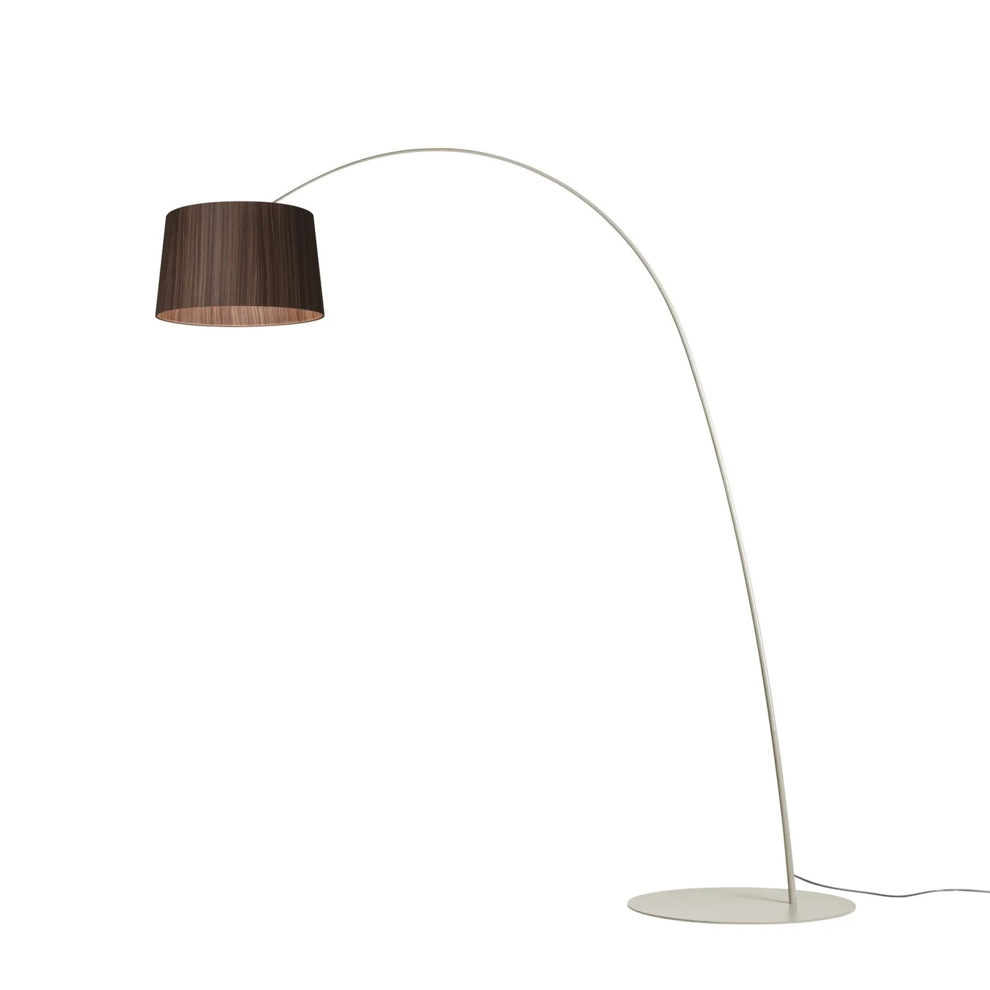 Twiggy Wood - Led Arc Floor Lamp With Metal Base And Oak Lampshade by Foscarini #Rosewood / Greige