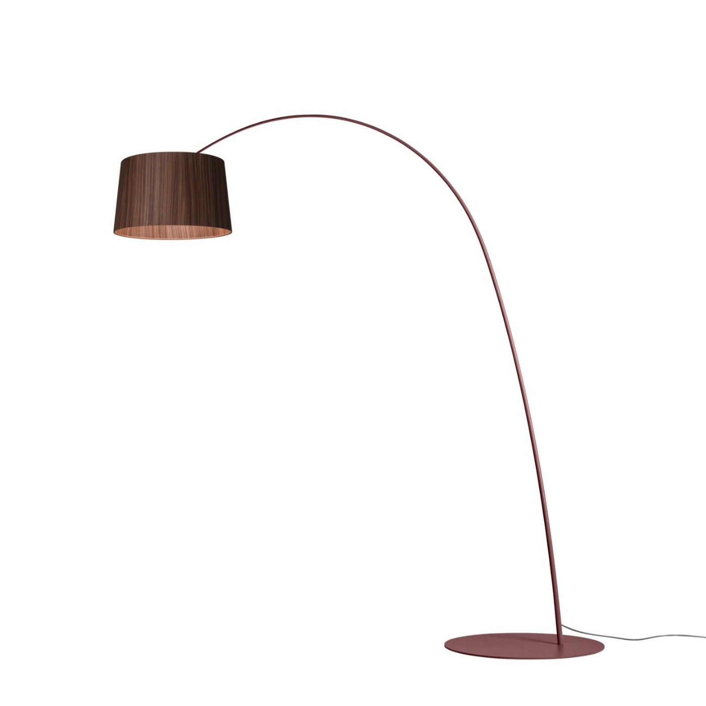 Twiggy Wood - Led Arc Floor Lamp With Metal Base And Oak Lampshade by Foscarini #Rosewood / Burgundy