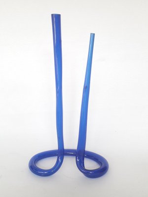 Twisted Glass Vase in Blue Cobalt, 1970s-XUQ-1445054