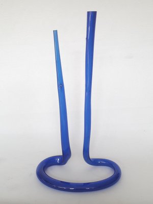 Twisted Glass Vase in Blue Cobalt, 1970s-XUQ-1445054