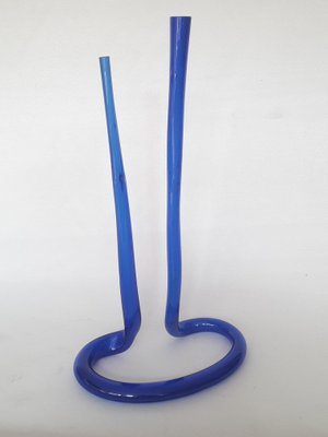 Twisted Glass Vase in Blue Cobalt, 1970s-XUQ-1445054