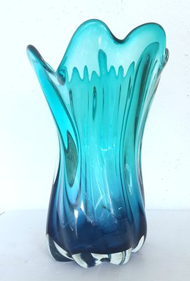 Twisted Turquoise Murano Glass Vase-QDP-1107465