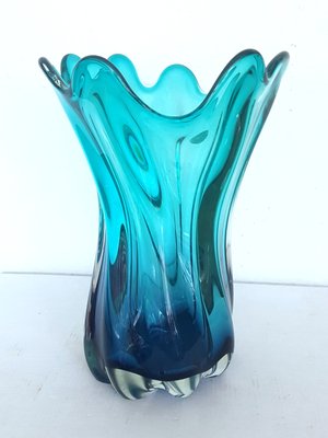 Twisted Turquoise Murano Glass Vase-QDP-1107465