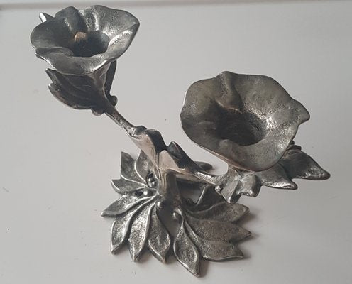 Two-Armed Candlestick in Flower Shape, 1960s-QDP-1000448