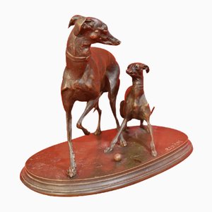 Two Bronze Greyhound Dogs by Pierre-Jules Mene, 1810-1879-YVI-798413