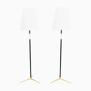 Two Kalmar Floor Lamps Around 1950s With Fabric Shades by J. T. Kalmar, Set of 2-SPD-1314987