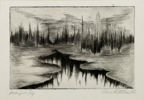 Two Lake Landscapes - Original Etching and Drypoint - 1970s 1970s-ZCI-762190