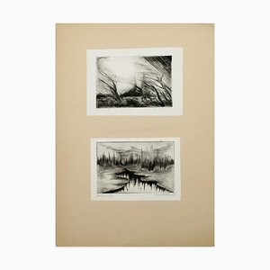 Two Lake Landscapes - Original Etching and Drypoint - 1970s 1970s-ZCI-762190