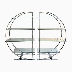 Two-Part Chrome Bookcase, 1980s, Set of 2-AFM-2035529