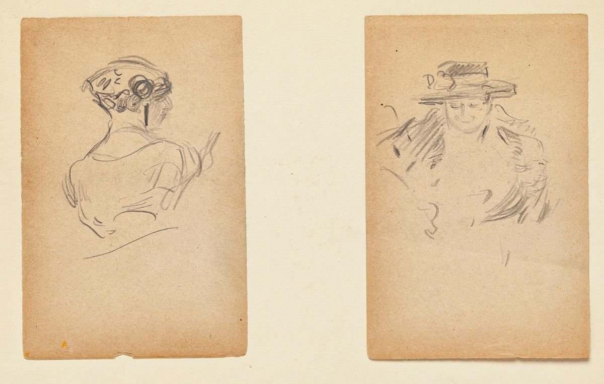 Two Portraits - Original Pencil Drawings by Tony Minartz - Early 20th Century Early 20th Century