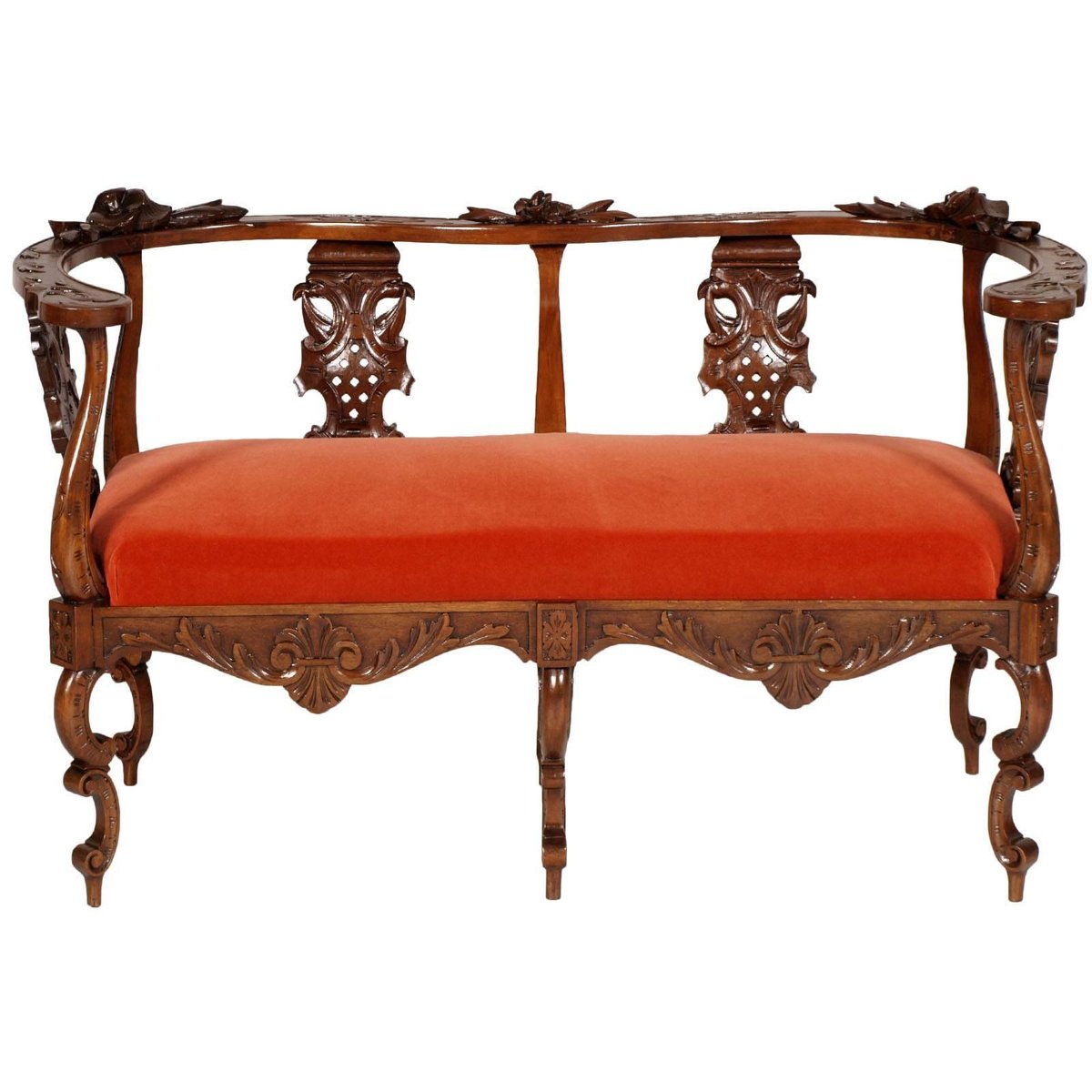 Two-Seat Carved Sofa by Testolini & Salviati, 1870s