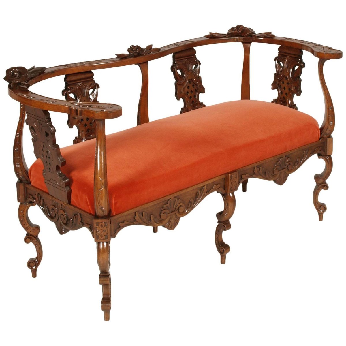 Two-Seat Carved Sofa by Testolini & Salviati, 1870s