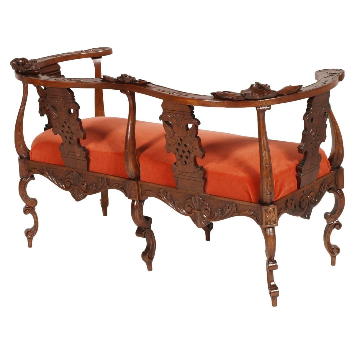 Two-Seat Carved Sofa by Testolini & Salviati, 1870s