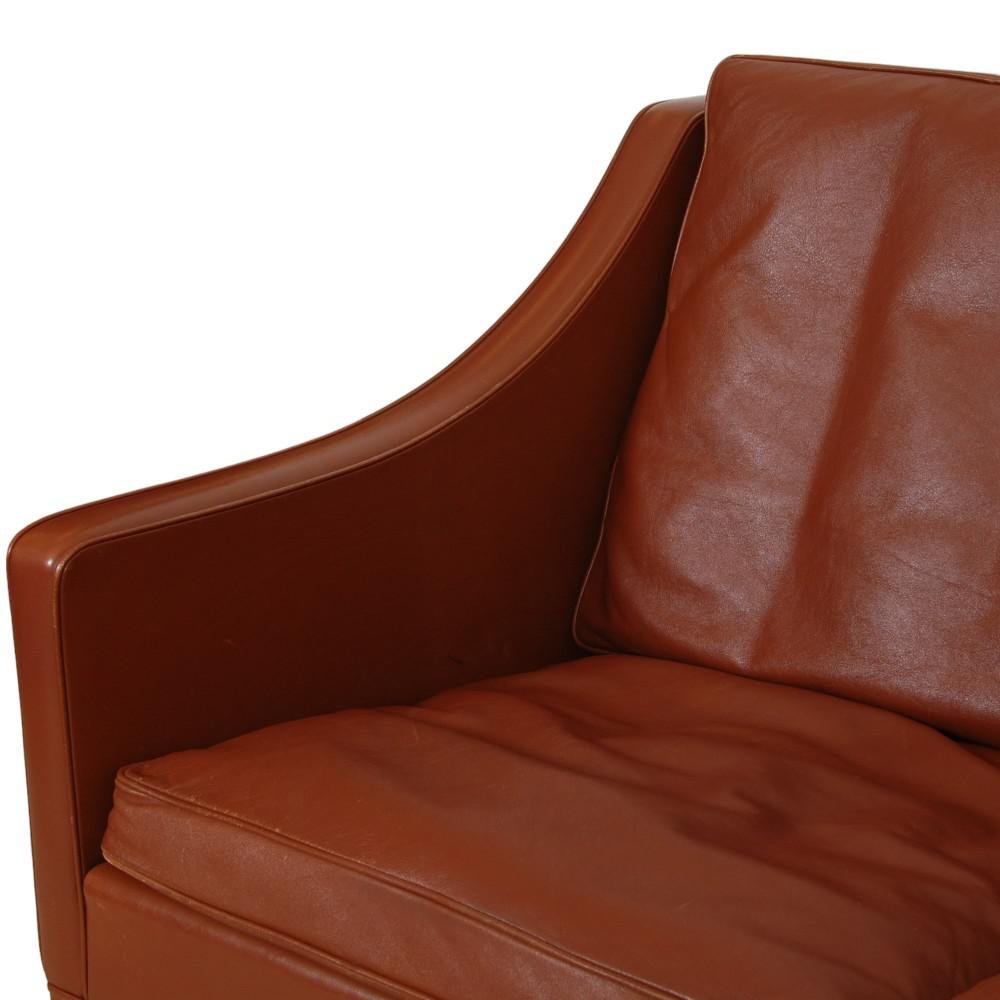 Two-Seater 2208 Sofa in Brown Leather by Børge Mogensen, 1980s