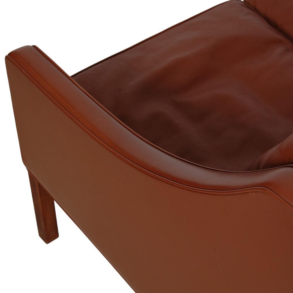 Two-Seater 2208 Sofa in Brown Leather by Børge Mogensen, 1980s