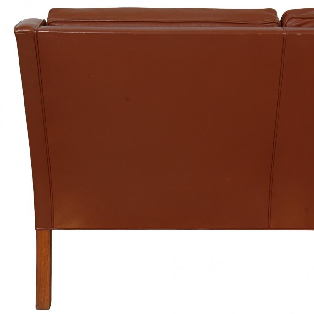 Two-Seater 2208 Sofa in Brown Leather by Børge Mogensen, 1980s