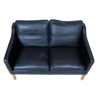 Two Seater 2322 Sofa in Black Bison and Oak by Børge Mogensen for Fredericia, 1890s-MTD-1400759