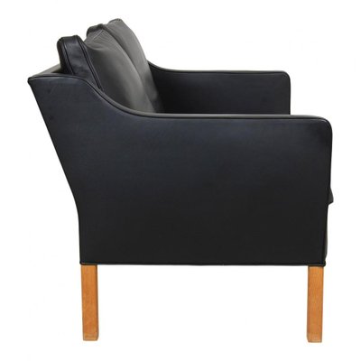 Two Seater 2322 Sofa in Black Bison and Oak by Børge Mogensen for Fredericia, 1890s-MTD-1400759