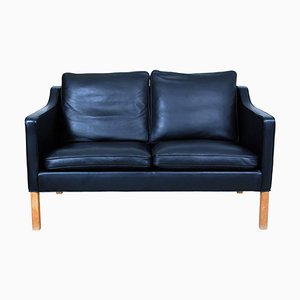 Two Seater 2322 Sofa in Black Bison and Oak by Børge Mogensen for Fredericia, 1890s-MTD-1400759