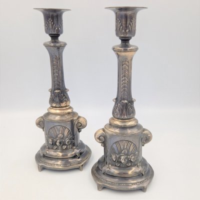 Two Silver-Plated Candlesticks. 1880s, Set of 2-WK-1762446