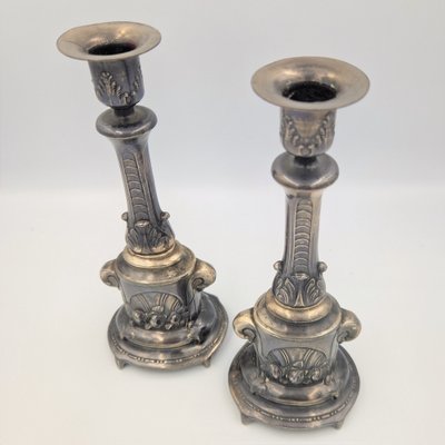 Two Silver-Plated Candlesticks. 1880s, Set of 2-WK-1762446