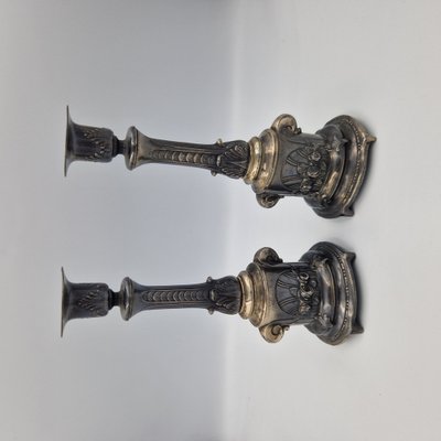 Two Silver-Plated Candlesticks. 1880s, Set of 2-WK-1762446