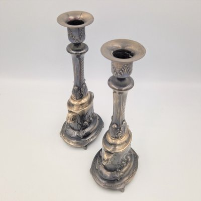 Two Silver-Plated Candlesticks. 1880s, Set of 2-WK-1762446