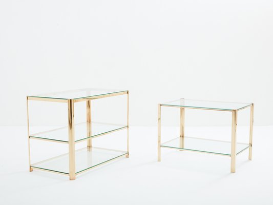 Two-Tier Bronze and Glass Side Table by J.T. Lepelletier for Broncz, 1960s-YJA-1787859