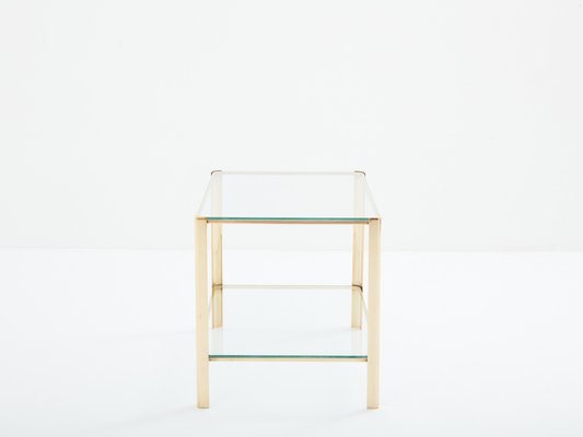 Two-Tier Bronze and Glass Side Table by J.T. Lepelletier for Broncz, 1960s-YJA-1787859