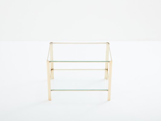 Two-Tier Bronze and Glass Side Table by J.T. Lepelletier for Broncz, 1960s-YJA-1787859